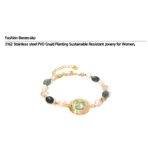 Fashion <b>Beaded</b> <b>Bracelet</b> 316L Stainless Steel PVD <b>Gold</b> Plating Sustainable Resistant Jewelry for Women - Product Image 2
