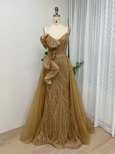 MB40183 elegante spalline Spaghetti con scollo a V <span class=keywords><strong>abito</strong></span> da sera per taglie forti da donna con perline in pizzo per matrimonio ospite della <span class=keywords><strong>sposa</strong></span> - Product Image 3