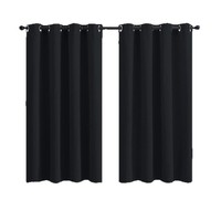 Rideau occultant complet XinLan pour toute la maison, noir uni, à œillets, en polyester 3 couches, isolant thermique, draperie moderne, usage commercial