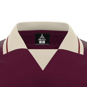 Camiseta Deportiva HEALY con Estampado de Rayas, Cuello en V, Bloques de Color, Transpirable, Holgada, Personalizada con Impresión Digital, Color Borgoña, Estilo Fútbol - Product Image 4