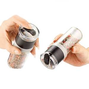 Pengocok bumbu kering kaca Manual multifungsi, Set penggiling garam dan merica dengan mekanisme keramik atas pengocok untuk dapur - Product Image 2