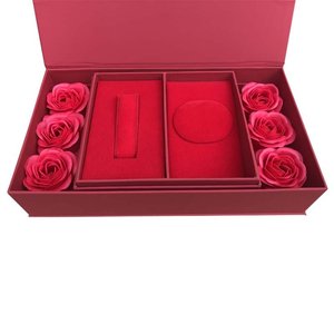 Factory Red Jewelry <b>Box</b> With Eternal Rose Flower Multi Slot <b>Ring</b> Necklace Bracelet Gift Packaging <b>Box</b> For <b>Proposal</b> Anniversary - Product Image 3