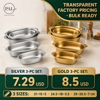 Bol de service ovale à double poignée, plat de cuisson profond style coréen or et argent, assiette empilable pour salade, pâtes