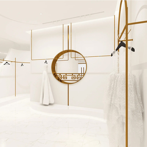 Cao cấp thép không gỉ mạ điện Heavy-Duty khung sang trọng dài-train Bridal gowns hiển thị đứng cho siêu thị kệ - Product Image 1