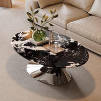 Table basse ovale de luxe avec structure en acier inoxydable pour hôtel et salon