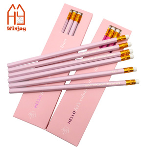 Tùy Chỉnh Đẹp Màu Hồng #2 Hb Bút Chì Với Cao Su Cá Nhân Hộp 6 Đóng Gói Bằng Gỗ Lục Giác Bút Chì Đặt Cho Cô Gái Và Phụ Nữ Món Quà - Product Image 1