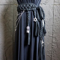 Ceinture vintage pour femmes, ceinture en crochet faite à la main avec pompon, style bohème, chaîne de taille tissée