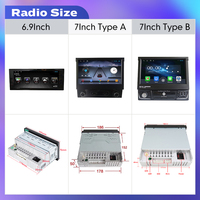 Autoradio Android 6,9 pouces 7 pouces 1 Din, système audio de voiture, écran tactile rétractable, autoradio MP5, lecteur multimédia DVD
