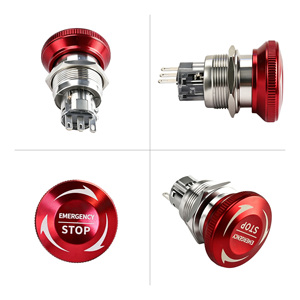 22mm Latching Metal Emergency Stop Push Button Switch,<b>12V</b>-250V 7/8" Mounting Hole B Type Stainless Steel 1NO 1NC with <b>Socket</b> - Product Image 3