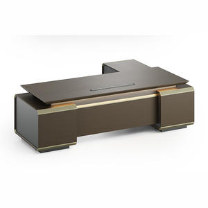 Escritorio de oficina MDF en forma de L ejecutivo de diseño moderno de lujo E0 Grado CEO Boss Panel de madera <span class=keywords><strong>Muebles</strong></span> de oficina de lujo - Product Image 1
