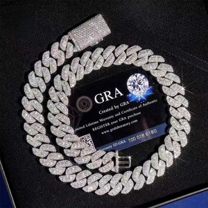 Collana a catena cubana pesante da 15 mm con moissanite, in argento sterling S925 placcato <span class=keywords><strong>oro</strong></span> 18K, gioielli hip hop bling da uomo, colore <span class=keywords><strong>D</strong></span> VVS1 - Product Image 1