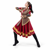 Costume de scène professionnel ethnique et folklorique pour femme, tenue de danse traditionnelle avec armure en similicuir