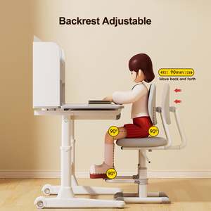 Kids Home Study <strong>Table</strong> with Wheels <strong>and</strong> Bookshelf Backrest Height Adjustable Student Desk <strong>and</strong> <strong>Chair</strong> <strong>Wood</strong> <strong>Children</strong> Reading <strong>Table</strong> - Product Image 3