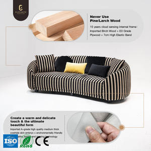 Canapé en tissu de luxe à vendre, ensemble de canapés personnalisés, luxe léger, confortable, de haute qualité, canapés incurvés en forme de lune rayés - Product Image 3