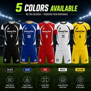 Completo da Calcio Retrò con Stampa Personalizzata di Alta Qualità della Fabbrica Chengyun, Set da Calcio Traspirante ad Asciugatura Rapida - Product Image 2