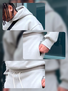 <span class=keywords><strong>Tuta</strong></span> da Ginnastica da <span class=keywords><strong>Uomo</strong></span> con Logo Personalizzato in Spugna Francese Spessa da 500gsm, 100% Cotone Pesante, Felpa con Cappuccio e <span class=keywords><strong>Pantaloni</strong></span> da Jogging Vestibilità Ampia - Product Image 4