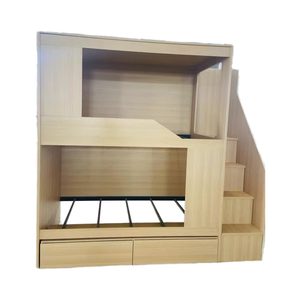 เตียงสองชั้นเหล็กแบบกำหนดเองขนาดเต็มพร้อมตู้เก็บของด้านล่าง เตียงสองชั้นสำหรับหอพักเยาวชน - Product Image 1