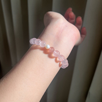 Bracelet DIY fait main en cristal naturel brut et cristal de fraise, luxe léger et de niche