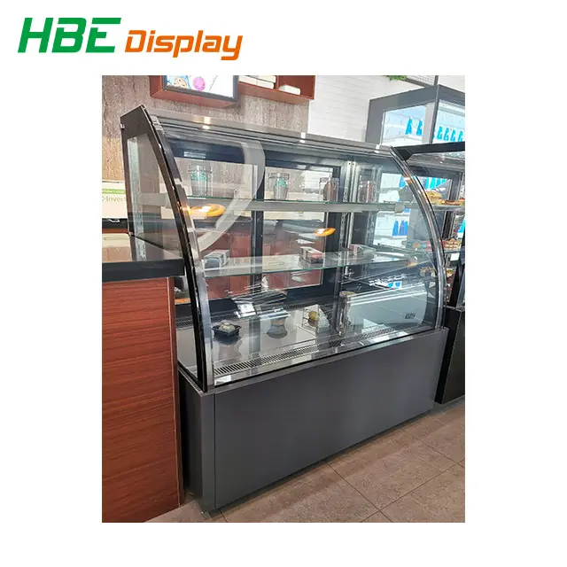 Refroidisseur de gâteau vertical, comptoir Commercial en verre incurvé, pour supermarché, 1 pièce