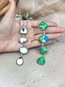 Handmade Sterling Silver Peacock Dahlia White Bufflo <b>Turquoise</b> Necklace Unique Jewelry Gift for Unisex Party Occasions - Product Image 4