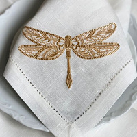 Serviette de table moderne faite à la main monogramme brodé tissu de lin blanc 100% lin dîner Restaurant nappe technique ourlet
