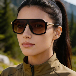 Lunettes de soleil surdimensionnées à verres uniques UV400 avec logo personnalisé Partagas Fashion Designer, fabriquées <span class=keywords><strong>en</strong></span> usine pour femmes, hommes et unisexe. - Product Image 1