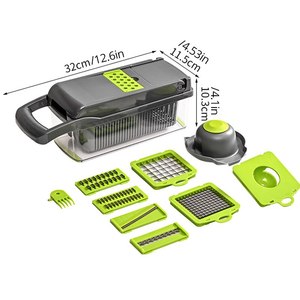 1Pc Green Black 16 in 1 Multifunctional <b>Vegetable</b> Slicer Cutter Shredders Slicer With Basket <b>Fruit</b> Potato Carrot Grater - Product Image 6