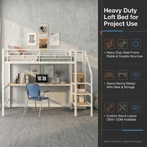 Metal Loft <strong>Bed</strong> for Dormitory Apartment Heavy Duty <strong>Bunk</strong> <strong>Bed</strong> <strong>with</strong> <strong>Desk</strong> OEM Custom Project Furniture - Product Image 5