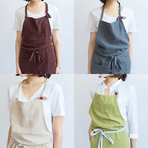 Tablier sans manches réutilisable en <span class=keywords><strong>lin</strong></span> et coton 100% de style <span class=keywords><strong>japonais</strong></span> personnalisé, avec poche et sangle longue ajustable pour salon, spa et usage quotidien - Product Image 4