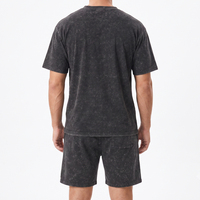Ensemble sportif homme vintage 250 GSM, effet délavé, coupe ample, deux pièces, t-shirt et short personnalisés
