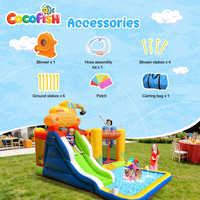 Château gonflable sur le thème de l'excavatrice Cocofish, structure gonflable en tissu Oxford avec toboggan et piscine à jets pour les fêtes d'enfants