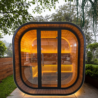 Schwarze Wasserdichte Schindeln Karbonisierte Fichte Quadratische Outdoor-Sauna Traditionelle Dampfsauna für 4-6 Personen für den Garten