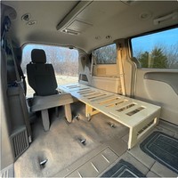 Meubles multifonctionnels modernes pour camping-car, en bois massif, réglables en hauteur, avec boîte de rangement et table, lit en bois