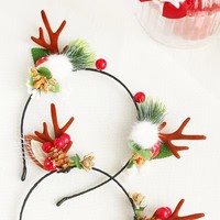 Serre-tête de Noël pour enfants, motif Père Noël, cerf, bois de renne, oreilles d'elfe, cornes, en résine plastique, couleur personnalisable, coloré et esthétique