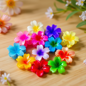 Pince à cheveux colorée en forme de fleur à cinq feuilles, 7,5 cm, design bicolore pour femmes et filles - Product Image 3