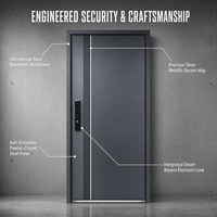 Porte d'entrée commerciale en aluminium pour projets d'appartements et d'hôtels, porte de sécurité résidentielle, isolation thermique