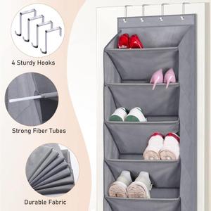 Wardrobe Organization Hanging Pockets Multi-Layer Door-Mounted Hanging Pockets Shoe Hanging Pockets with <b>Hooks</b> - Product Image 4