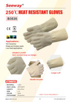 Seeway 250 ° Gants résistants à la chaleur en coton éponge tricoté EN407 X2XXXX, gants de travail de sécurité à manchette longue
