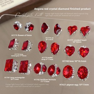Ankela Love Cube, Cristales para Uñas con Forma <span class=keywords><strong>de</strong></span> <span class=keywords><strong>Gota</strong></span> <span class=keywords><strong>de</strong></span> Agua, Acabado Rojo, Pedrería Ultra Brillante, Bolas <span class=keywords><strong>de</strong></span> Diamantes Rojo <span class=keywords><strong>Sangre</strong></span> <span class=keywords><strong>de</strong></span> Toro, Cristales para Uñas <span class=keywords><strong>de</strong></span> Año Nuevo - Product Image 2