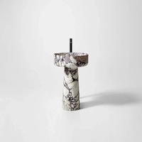 Lavabo sur pied intégré en marbre italien Calacatta Viola, lavabo conique autoportant de luxe en pierre