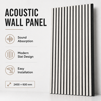 Panneau acoustique à lattes MORLENX en MDF finition grain de frêne blanc avec feutre noir insonorisant pour studio et bureau
