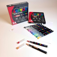 Ensemble de 12 stylos pinceaux acryliques à pointe souple, encre à séchage rapide sans pression, encre directe, personnalisables avec logo, en stock, pour le bricolage sur roche, céramique, verre