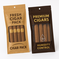 Sacs refermables écologiques biodégradables avec fermeture éclair, pochettes Ziplock en plastique, emballage personnalisé pour cigares avec humidificateur