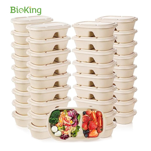 Bioking sinh thái thân thiện 100% tự nhiên compostable mía bã mía ngăn mía sợi đưa ra thực phẩm container - Product Image 2