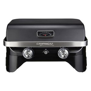 Plaque de cuisson noire ATTITUDE 2100, acier inoxydable moderne, 2 brûleurs, allumage piézoélectrique, portable pour le camping, le barbecue - Product Image 1