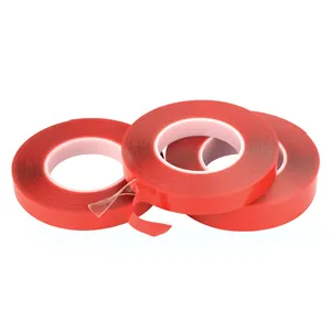 D/S Solvent Lijm Hoge Kwaliteit Rode Liner Super Clear Sterke Lijm Mopp Dubbelzijdig Pet Tape