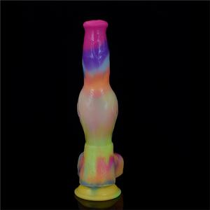 Gerçekçi köpek şekilli aydınlık yapay penis yumuşak silikon kadın mastürbasyon seks bebek Anal Plug ile özel parçalar Dildos - Product Image 3