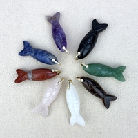 Pendentif Animal Sculpté en Pierre Naturelle, Petit Poisson, Plaqué Or 18 carats, Améthyste, Quartz Rose, Poisson Rouge, Poisson Koi, Aventurine Verte, Breloque