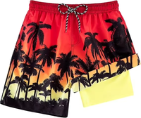 Shorts de bain décontractés d'été personnalisés avec logo, respirants, imperméables, séchage rapide, en polyester et élasthanne tissé, imprimé rayé, avec cordon de serrage
