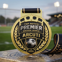 3D Geprägte Fußball-Medaille Auszeichnung Goldplattierte Zinklegierung Metall-Logo Text Individuell Gestaltete Emaille-Medaille für Team-Souvenir